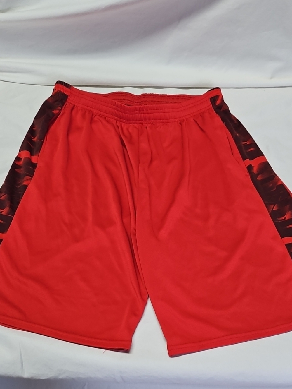 Men's Red Athletic Performance Shorts with Contrast Side Panels